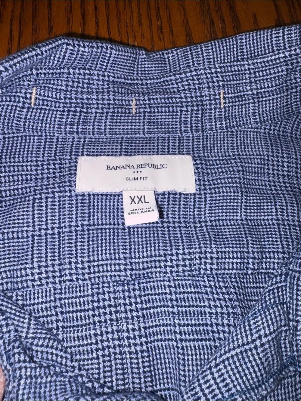 Banana Republic Navy Glen Plaid Button-Down Slim fit long sleeve shirt w/pocket